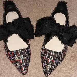 Zara flats with big bow, size 10(euro size 40)